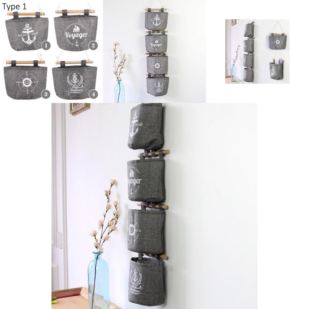 Cotton Linen Hanging Wall Bag For Dorm Room And Closet Storage