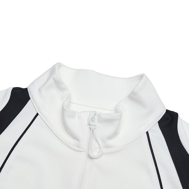 Fila Fitted Short Zip Neck Knit Long Sleeve T-Shirt Women Tops Cloud-Mushroom-White F11W519210FWT