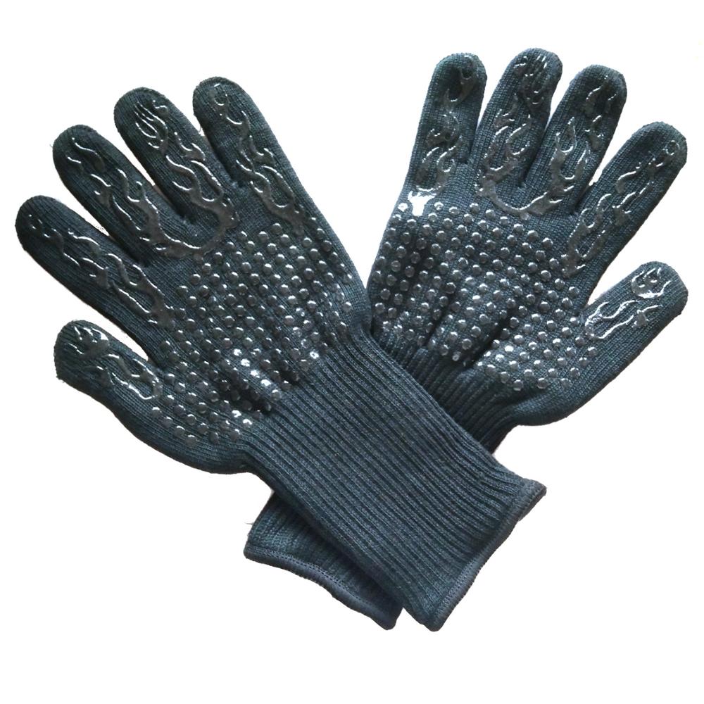 

2 куска (1 пара) Перчатки для барбекю, термостойкие до 1472°F, нескользящие прихватки для гриля с эластичной манжетой чёрный