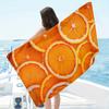 Strandtuch mit frischem Orangenscheiben-Print, schnell trocknendes, weiches Mikrofaserhandtuch für den Sommerurlaub
