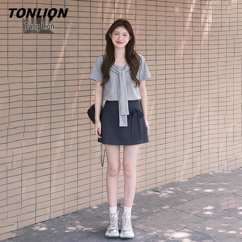 TonLion Women s Naval Collar Tee and Skirt Set M