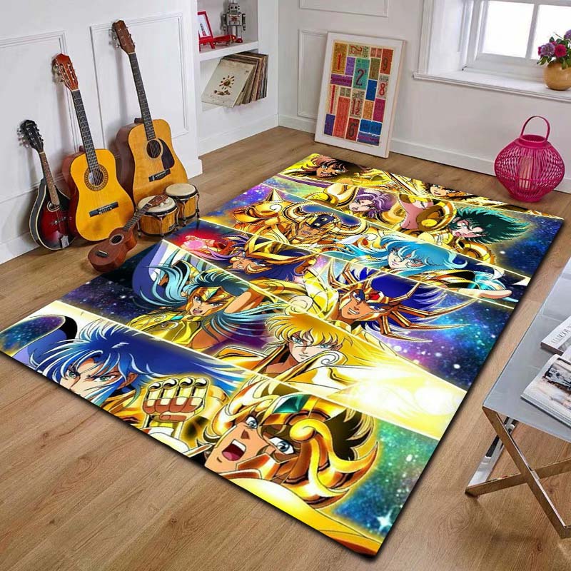 Retro Saint Seiya Anime Cartoon Tappeto Tappeto per la casa Soggiorno Camera da letto Divano Zerbino Decor, area giochi per bambini Tappeto Tappetino antiscivolo
