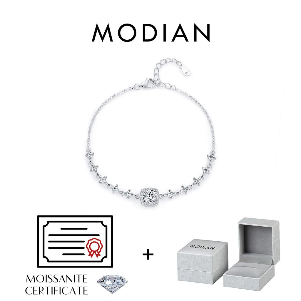 MODIAN 0.8CT D Moissanite Luxury Bracelet 925 Silver Halo Bracelet For Women Bridal Wedding Statement Jewelry