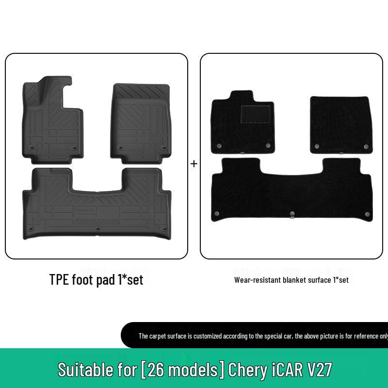 All-TPE Floor & Trunk Mats for 2026 Chery iCAR V27, Includes Seat Backrest Mat