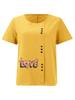 Women's Fashion Love Letters Print Casual Cotton Linen Short Sleeve Round Neck T-shirt Shirt Leisure Loose Summer Blouse Tops