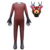Kids Boys 99 Nights In the Forest Animals Elk Deer Print Jumpsuit Mask Sets Outfit Christmas Role Play Halloween Cosplay Costumes