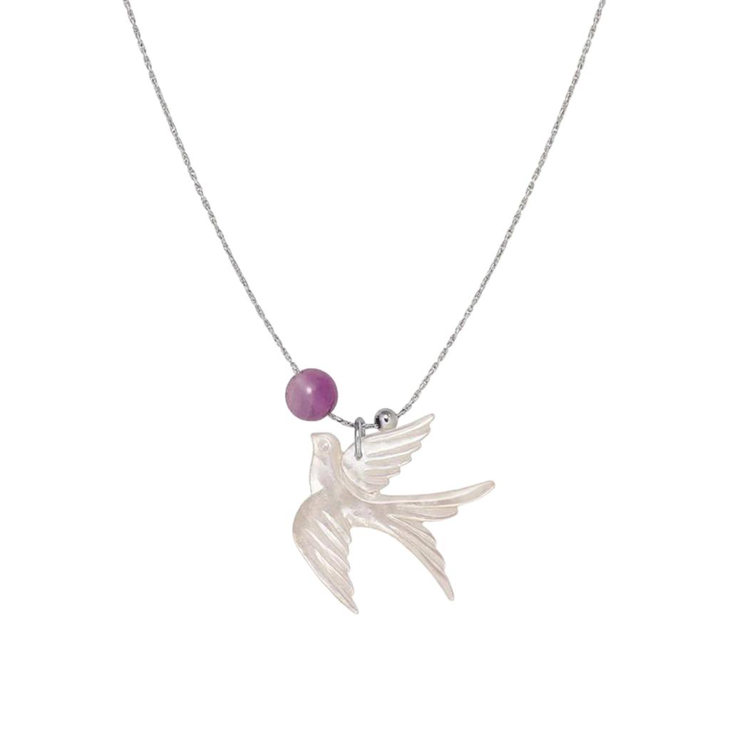 Elegant Swallow Bead Necklace New Chinese Style Clavicle Chain User Friendly Alloy Resin Jewelry for Women Daily Wear