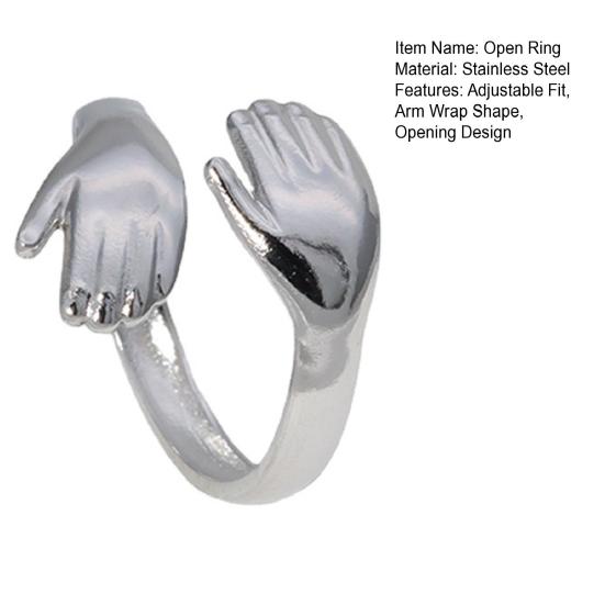 Open Ring Exaggerated Arm-Circling Shape Three-Dimensional Sculptural Design Wraps Finger Ring Hip-Hop Street Style Statement Ring