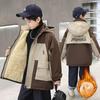 Cappotto in Pile e Imbottito Spesso da Ragazzo, Giacca Invernale con Cappuccio Imbottita in Cotone, Giacca a Vento alla Moda per Bambini