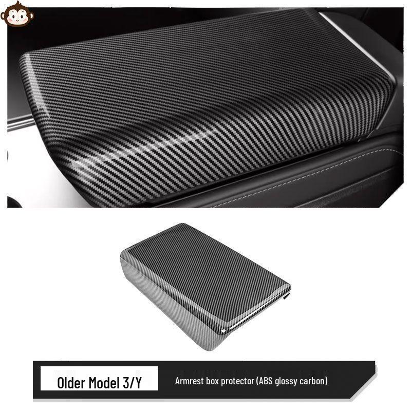 Tesla Model 3/Y Carbon Fiber Armrest Box Cover & Air Vent Protector
