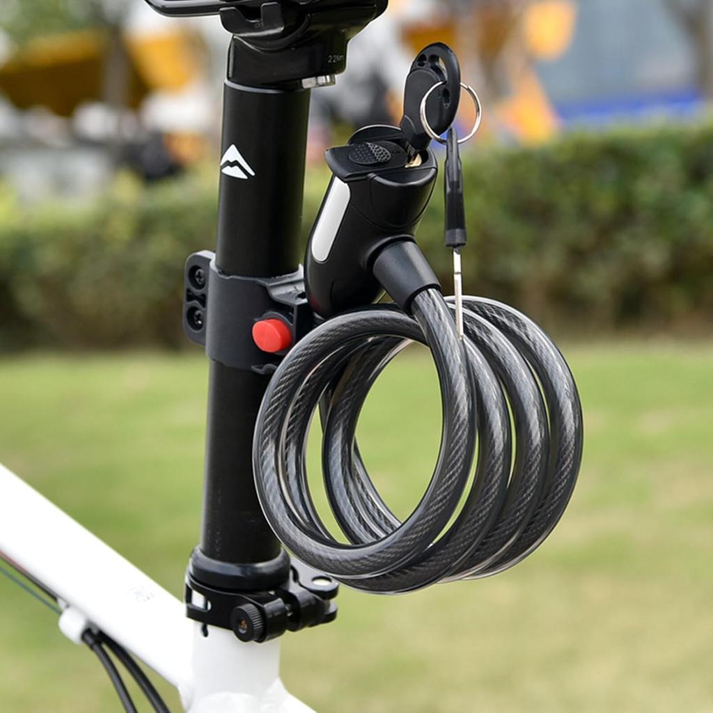 Diceevil Bicycle Key Wire Lock 150cm Bicycle Cable Lock High Cut Resistance Portable Waterproof Rust Resistant Key Type Protective Weatherproof Bike