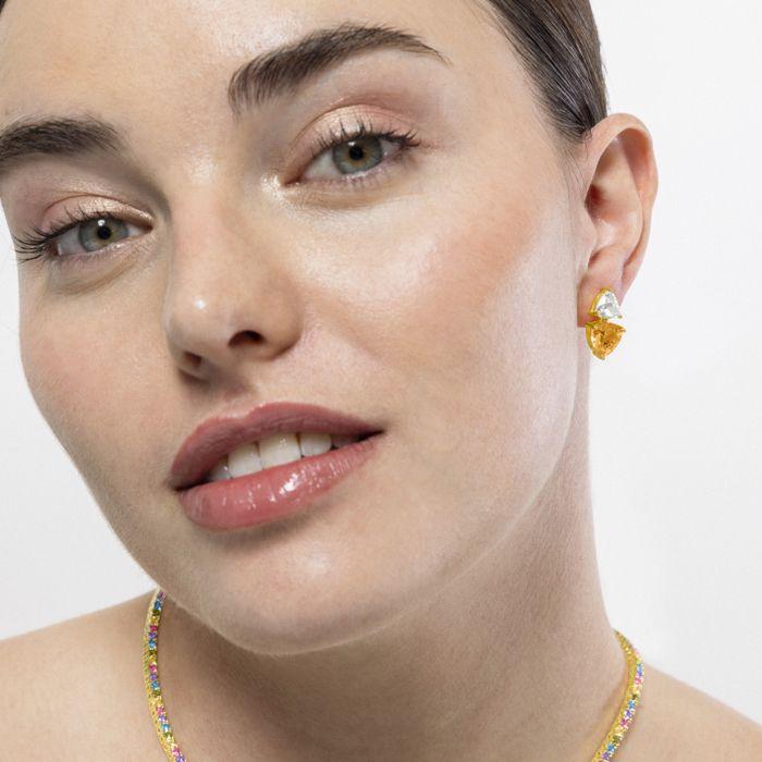 Boucles d'oreilles Luxenter en argent 925 et Padparadscha finies en or jaune 18k - Simtul