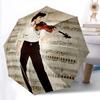 Sherlock Holmes pattern, automatic folding umbrella, portable and foldable design, 8 ribs, a Christmas or birthday gift.