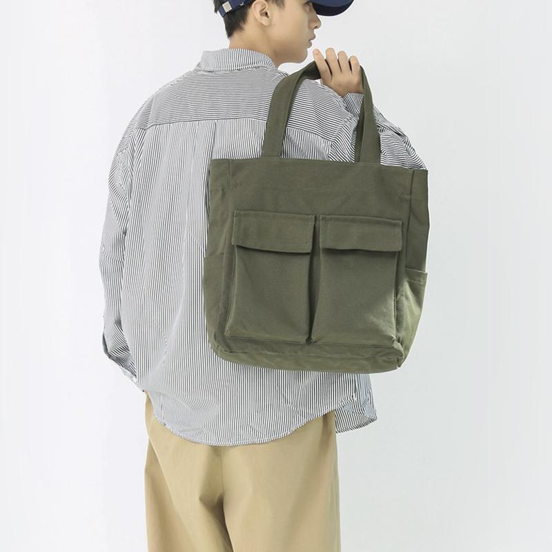Canvas Bag Large Capacity Men Women's Shoulder Bag Student Class Hand Tote Bag