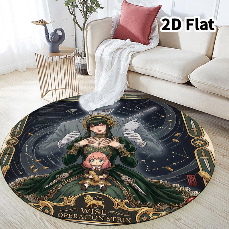 Spy Family Round Area Rug Carpet Rug For Living Room Bedroom Sofa Playroom Decor Nonslip Floor Mat