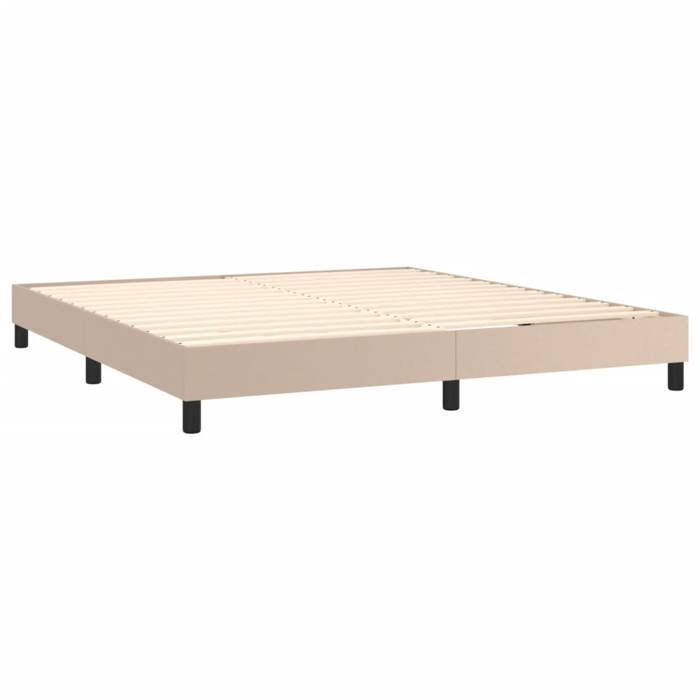 Slatted Bed Base - Maison Exclusive - 180x200 Cm - Cappuccino Faux Leather - Pocket Spring Mattress