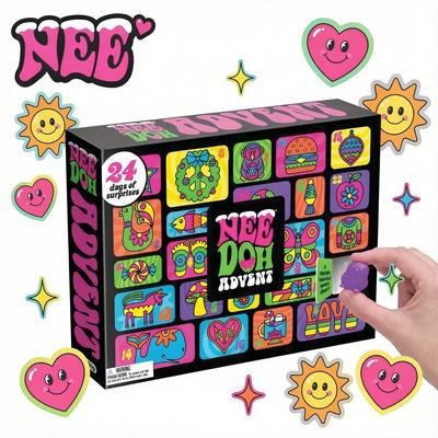 NeeDoh 24-Tage-Adventskalender 3D-PVC-Weihnachts-Countdown-Überraschungsbox Fidget-Stressspielzeug Feiertagsgeschenk