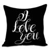 Valentine's Day Letters Black and White Cotton Linen Super Soft Peach Leather Velvet Pillowcase Sofa Home Cushion Cover