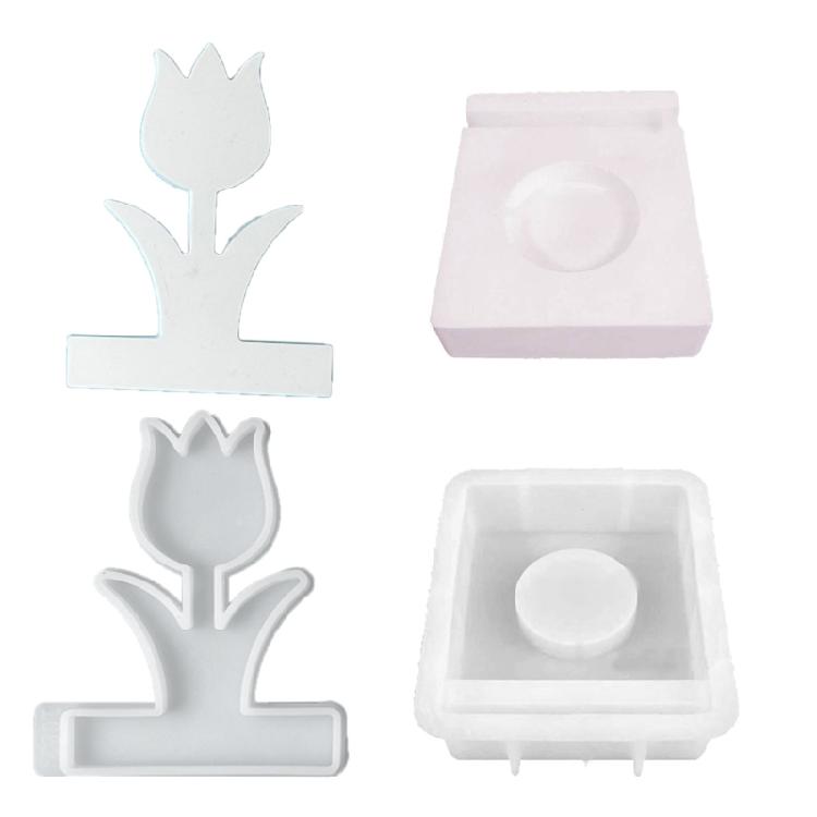 Flower Candle Holder Resins Castings Molds Tulips Candlesticks Silicone Molds