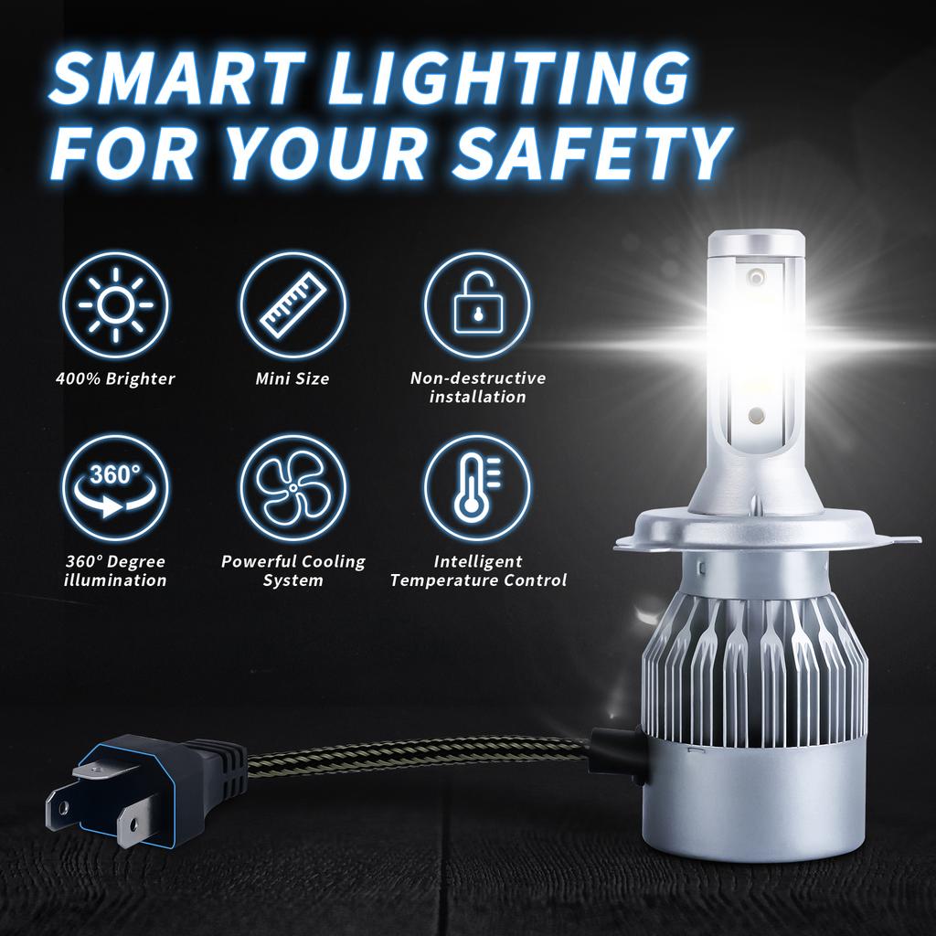 Car Led Headlights C6 H4 H7 H11 9005 9006 7600LM 36W LED Car Headlight Hi / Lo Beam Light Bulbs Colour 6000K