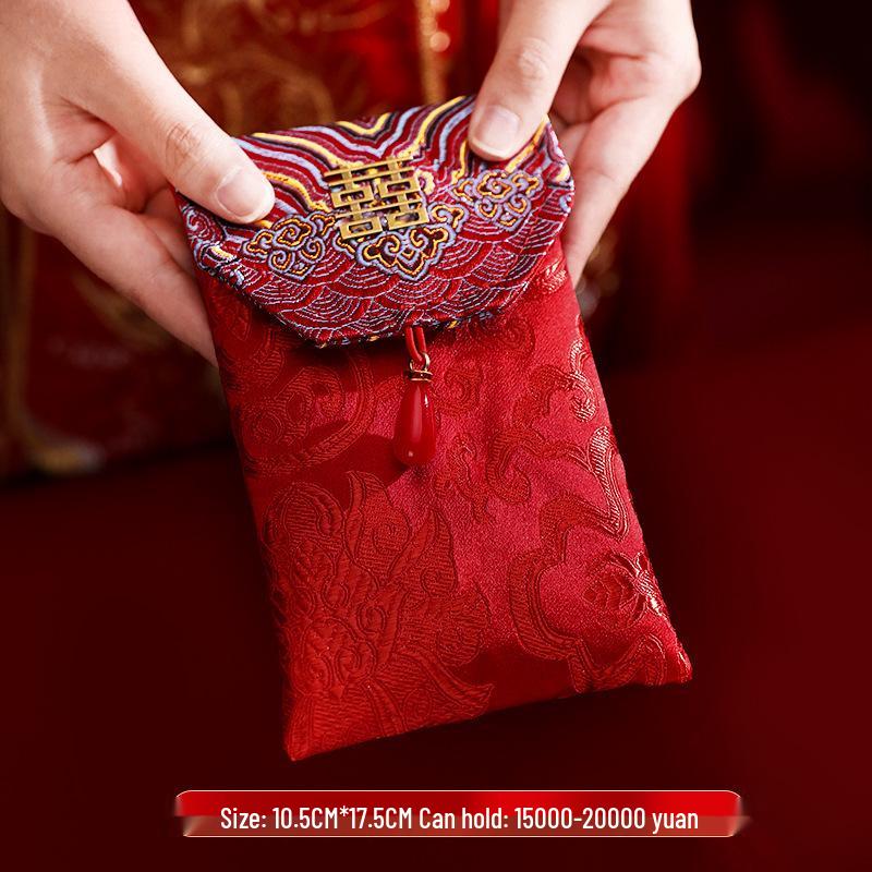 High-End Chinese Wedding Red Envelope Bag for 10,000 Yuan, New Style Cloth Art Design, Perfect for Parents' Address Change Gift