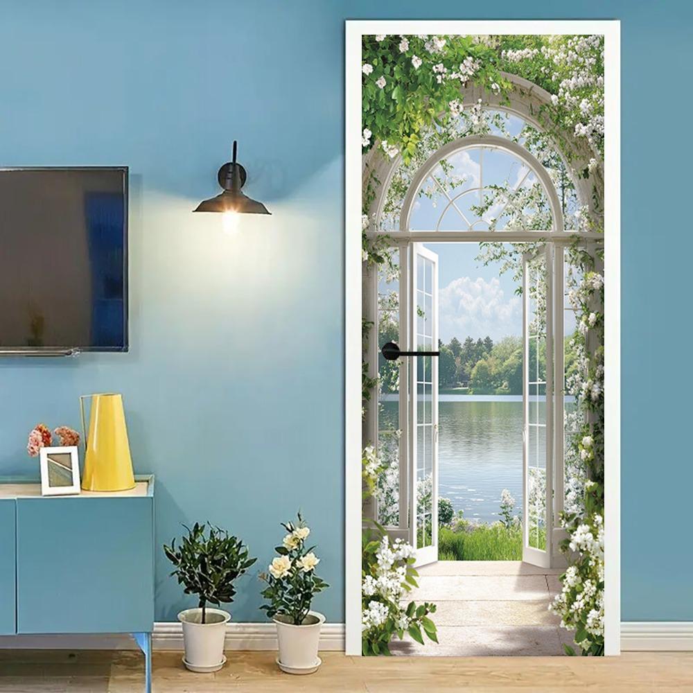 Vibrant Sunlight and Floral Self-Adhesive Wall Stickers - Living Room, Bedroom, and Office Decor Options | Modern Abstract Art Murals