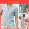 Summer Men Henley T Shirt Tops Casual Loose V Neck Short Sleeve Pullover Tee Breathable And Comfortable For Everyday Wear