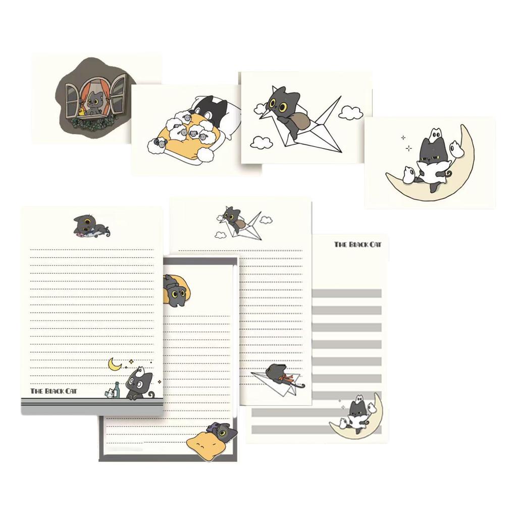 1 Set Stationery Paper and Envelopes Set Little Black Cats Letter Writing Paper Stationary Paper for Letter Writing