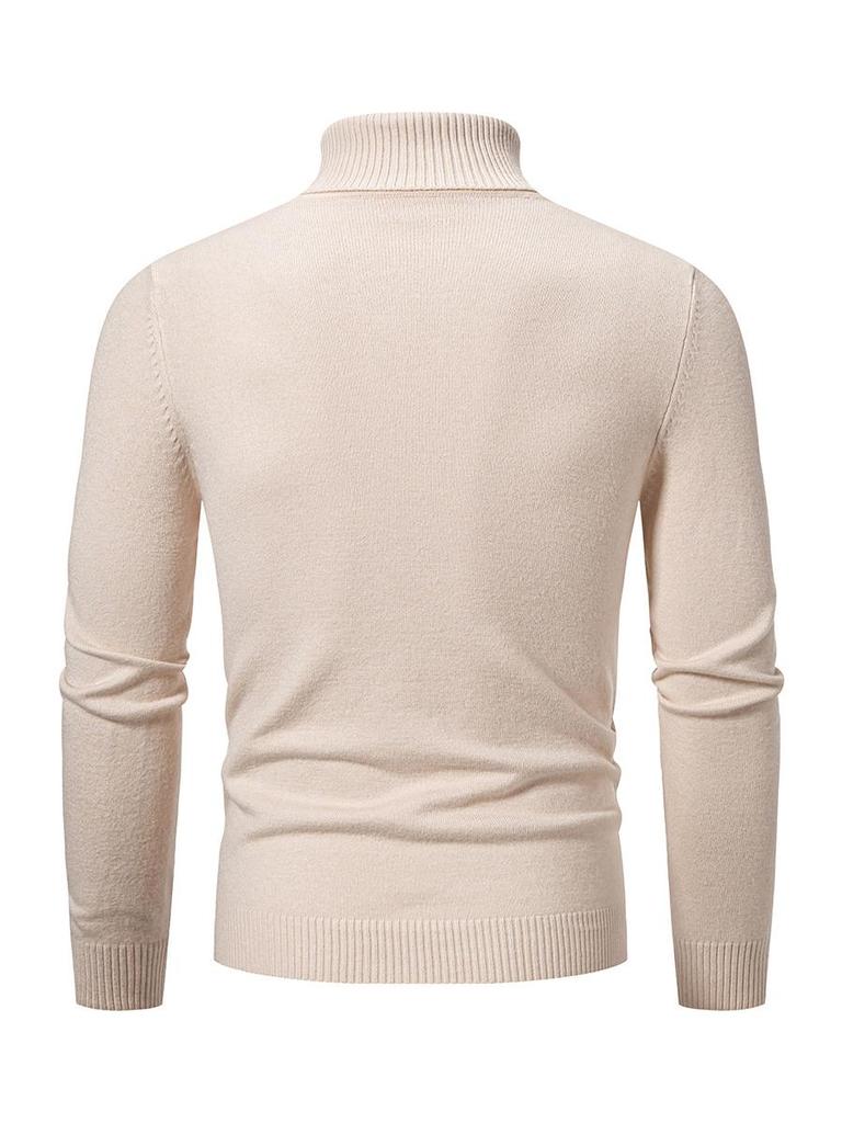 Herentrui met Hoge Hals, Casual Gebreide Pullover - Modecollectie Herfst/Winter 2025, Grote Maten Breigoed