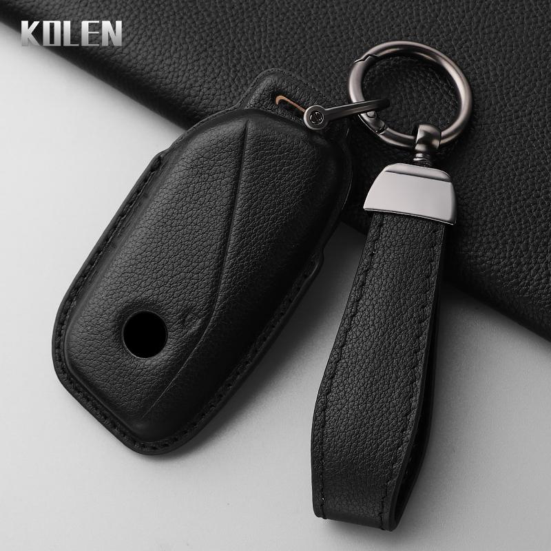 Genuine Genuine Leather Auto Key Fob Cover Case Housing Fit For Bmw I7 X7 G07 5 7 Series Ix X1 X5 G70 G09 Xm U06 G81 M3 Protected Remote Auto