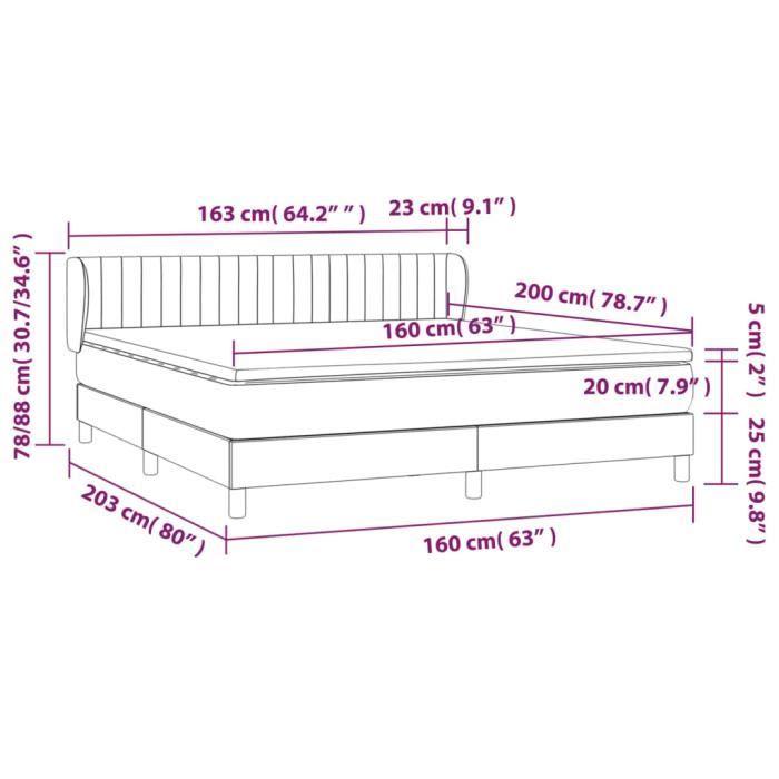 3126418 vidaXL Lit à sommier tapissier avec matelas Crème 160x200 cm Tissu