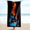 1PC Custom Name Flame Water Guitar Art Beach Towel Highly Absorbent And Sand-Resistant Towel for Swimming, Pool, Yoga, And Travel Lightweight