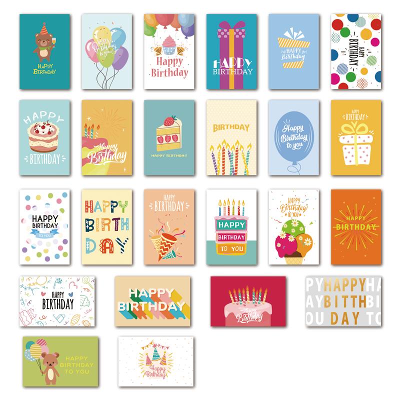 24pcs Happy Birthday Greeting Card With Envelope Birthday Party Invitation Cards Children DIY Handwritten Cards Message Card Set