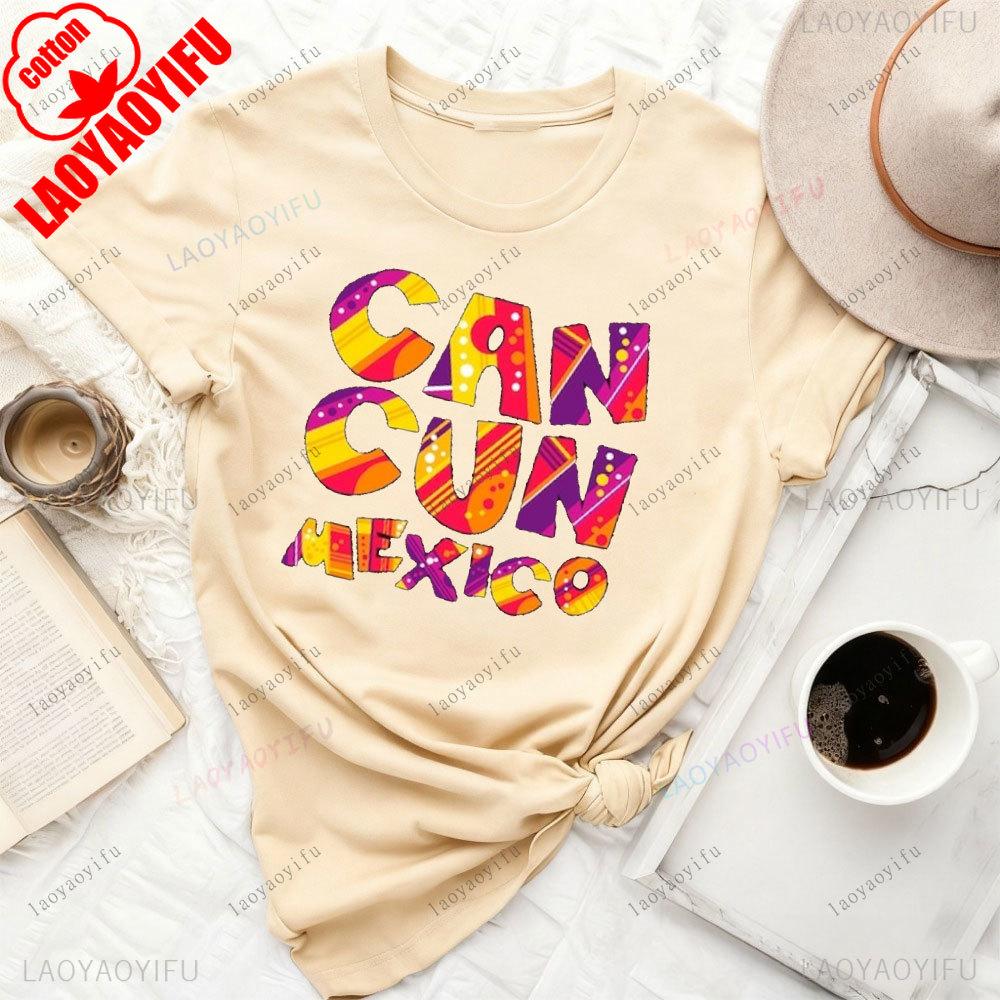 Cancun City in Mexico Bound Travel Vacation Holiday Cute Funny Family Friends Cotton TShirt Gift Unisex Travel Souvenirs Tops