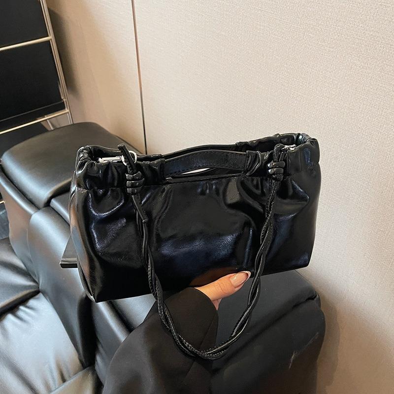 New Drawstring Handbag Bag Simple and Fashionable Solid Color Commuter Shoulder Bag Underarm Women's Bag