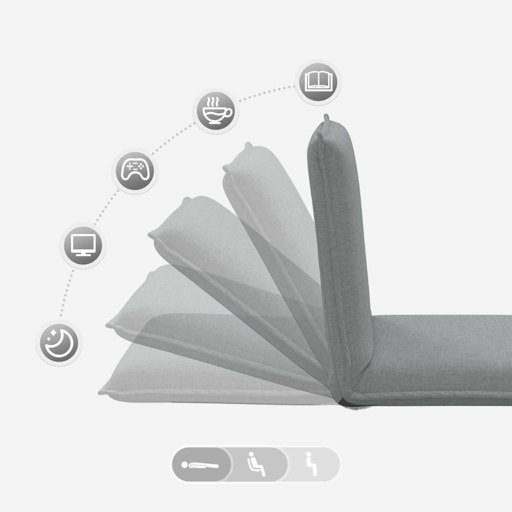Adjustable Floor Chair Light Grey Fabric