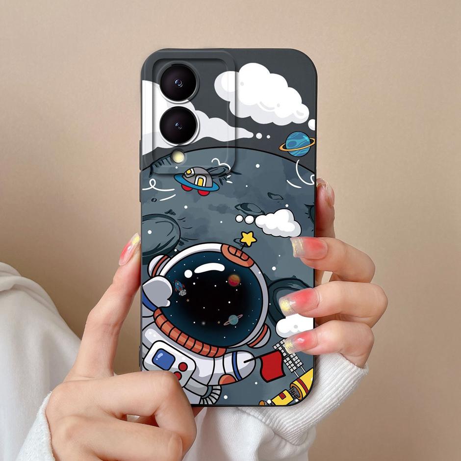 

For VIVO Y17S 4G Case Cute Dinosaur Cartoon High-quality Liquid Silicone Coque For VIVOY17S Y17s 4G New Design Prevalent Fundas VIVO Y17S 4G