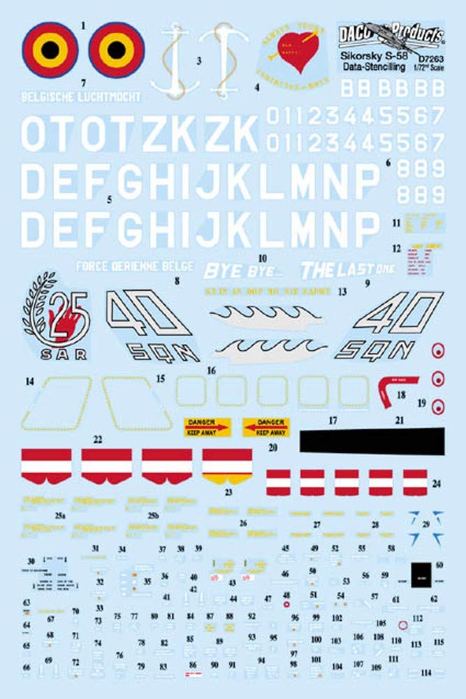 DCD4841 Belgian Air Caution Data Decal 1/48 Force/Navy S-58/HSS-1