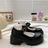Platform Heels Mary Jane Shoes Simple Lolita Black Platform Heeled Shoes Student College Sweet Medium Heel Women Single Shoes