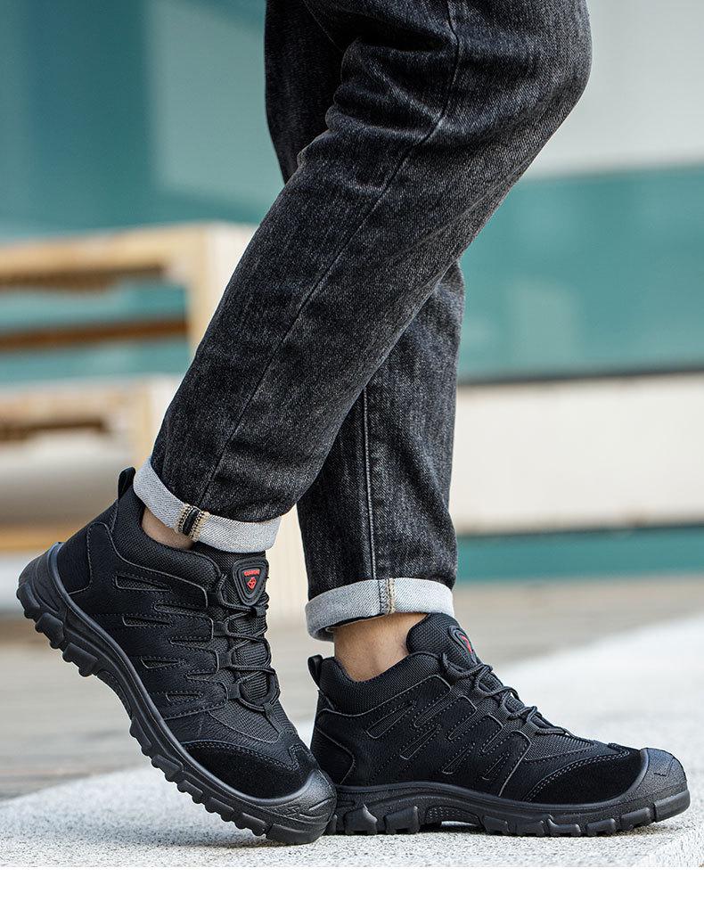 Scarpe di Sicurezza Nere da Uomo Coibentate Antiscivolo - Calzature con Costruzione Anti-Odore, Resistenti all'Usura, Anti-Schiacciamento, Anti-Perforazione