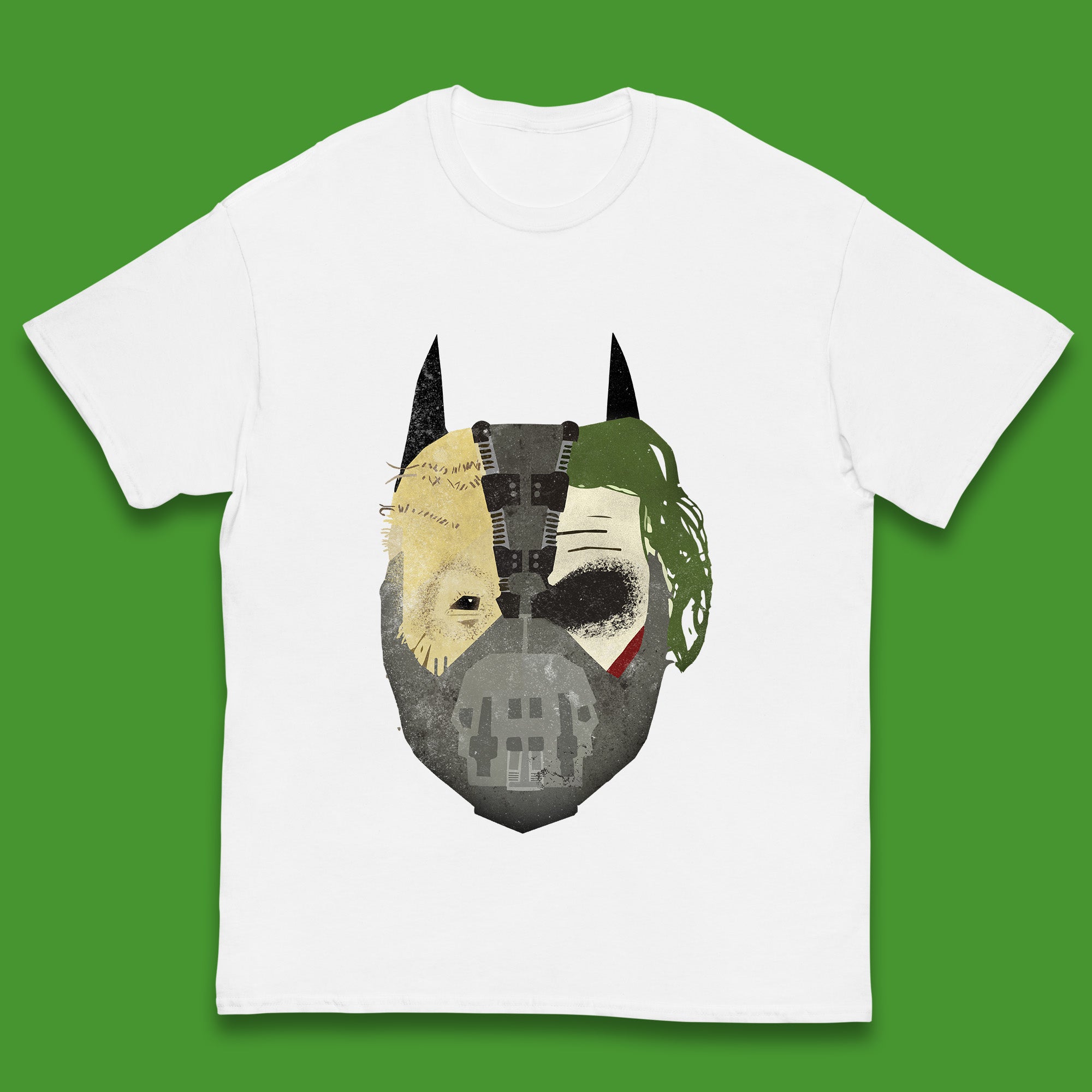 The Dark Knight Trilogy Batman Movie Villains Joker Scarecrow Bane Batman Trilogy Mashup Kids T Shirt 110