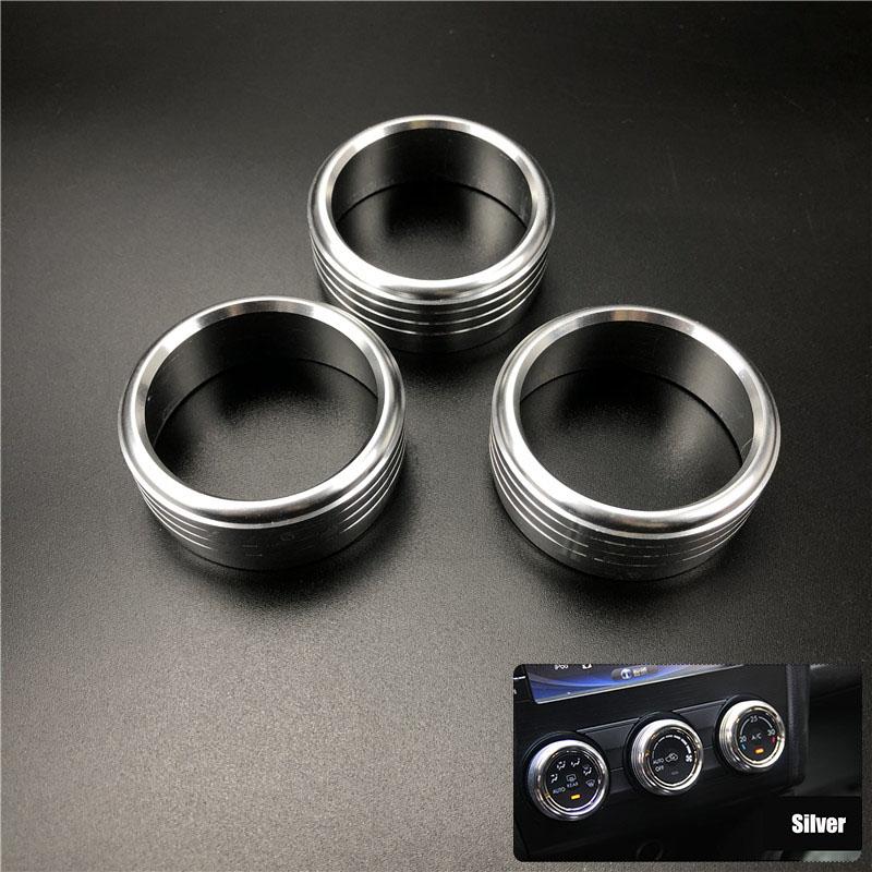 3Pcs/Set Car Styling AC Adjustment Knob Decorative Ring For Subaru Forester Impreza XV Crosstrek WRX Levorg Auto Accessories