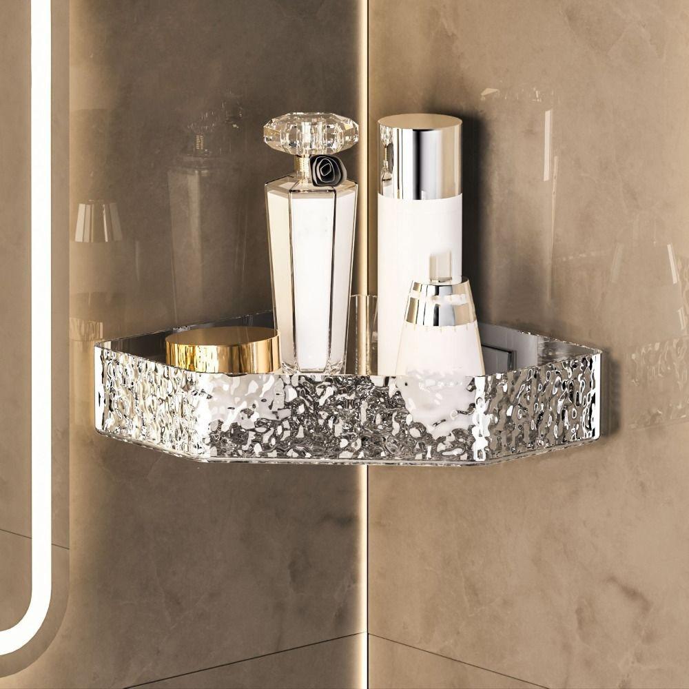 No Drilling Bathroom Storage Rack Wall Corner Storage Shelf Triangle Holder  Cosmetic