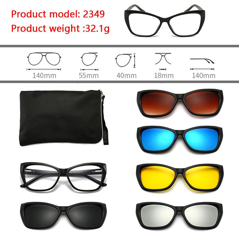 6 In 1 Polarized Sunglasses Men Women Magnetic Clip On Glasses  Optical Prescription Eyeglass Frames Magnet Clips