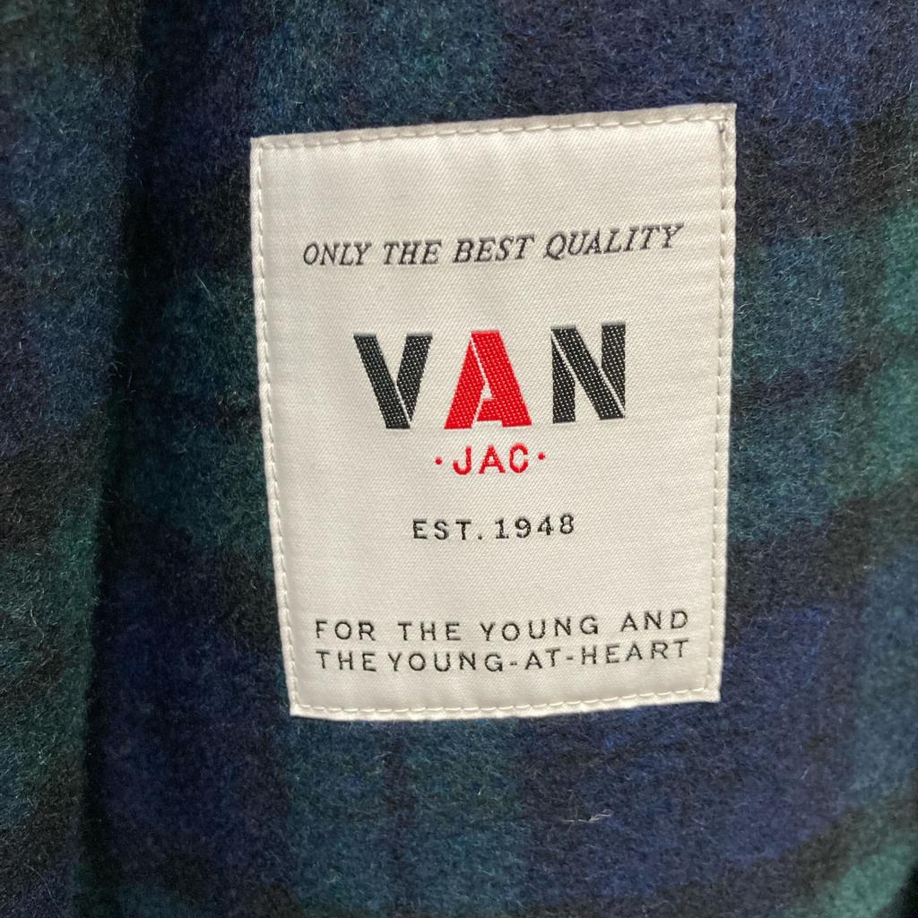 VAN JACKET Navy KW-81504 Wool Blend Hooded Logo Duffle Coat Coat M NavyUsed