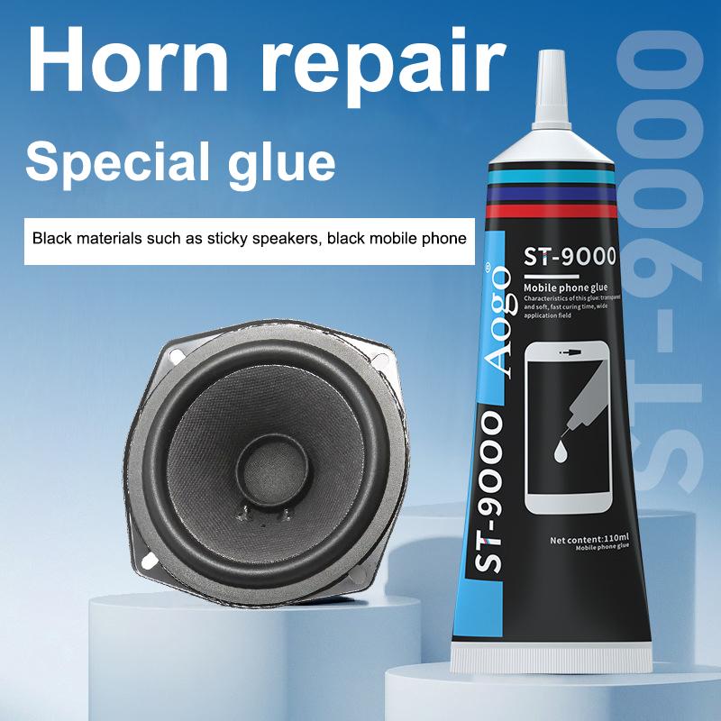 15/50/110ml Schwarz Lautsprecher Reparaturkleber Schaumstoffseite Staubkappe Gummisicke Verklebung Sicke Risse Starker Klebstoff