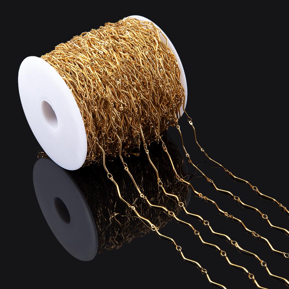 No Fade 1Meter Stainless Steel Gold & Silver Color Twist Stick Link Chain Bulk Chains for DIY Necklace Bracelet Jewelry Making