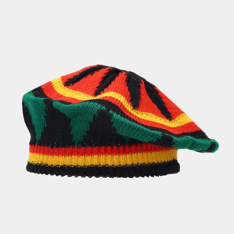 

Парик Плетёная Шляпа Женский Винтажный Лоскутный Берет Жёлто-Зелёный Мужской Хэллоуин Пряжа Вязаная Шапка M（56-58cm）