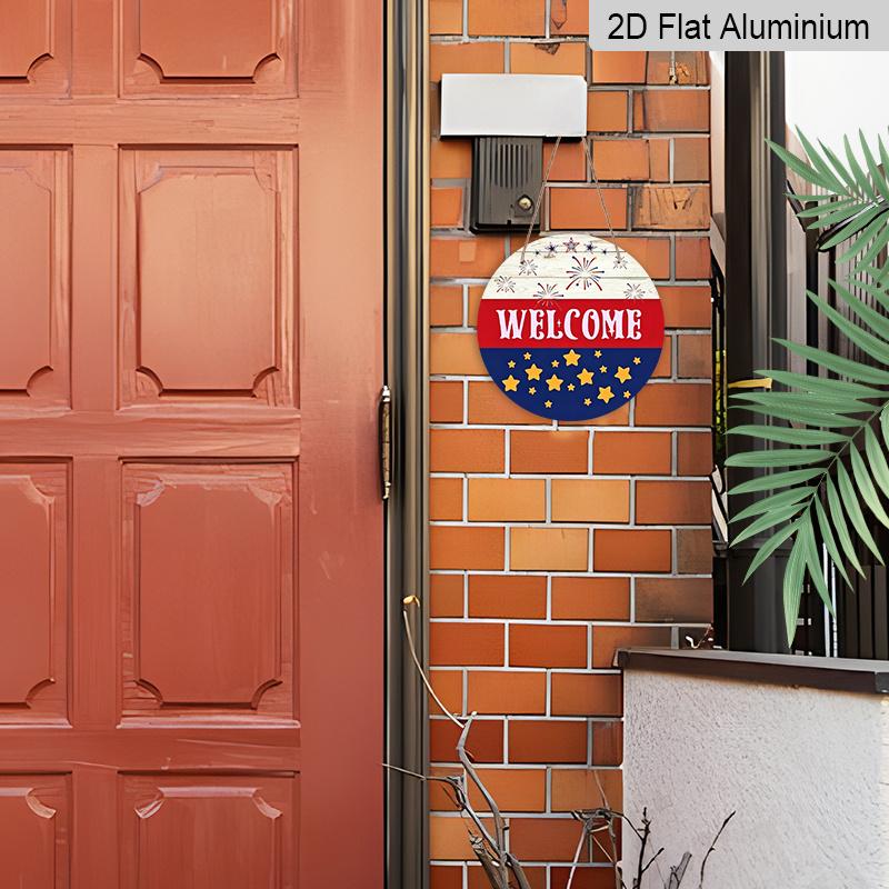 2D Flat Aluminum Independence Day Style Welcome Sign Wall Decoration, Available In Various Sizes, Firework Pattern. Suitable for Living Rooms