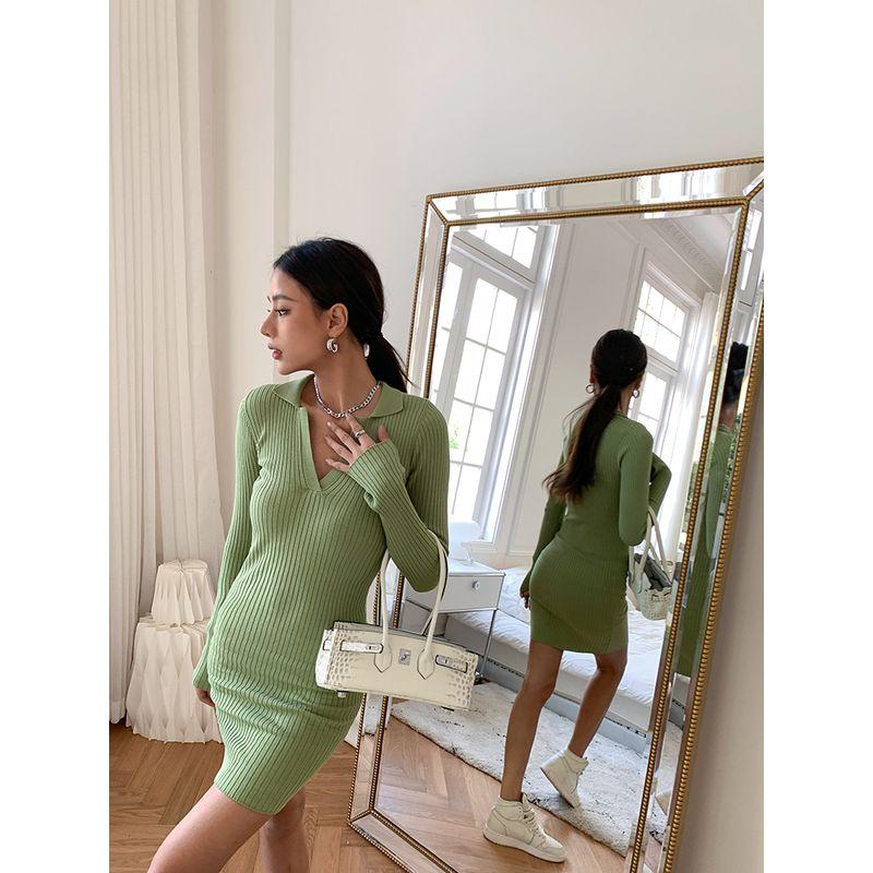 

Polo 2023 New Slim Knit Dress Avocado Green M